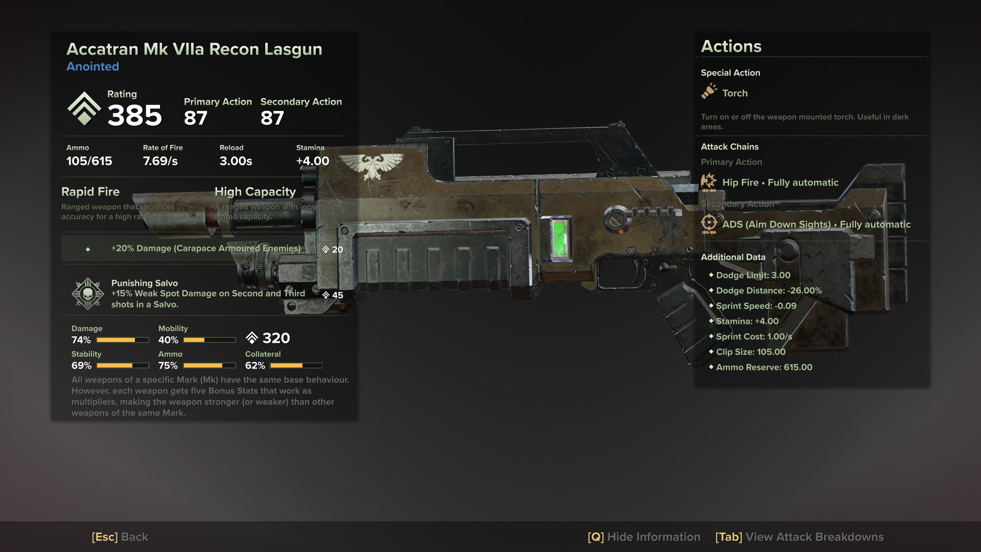 Accatran Mk VIIa Recon Lasgun Darktide WH40k Games Lantern