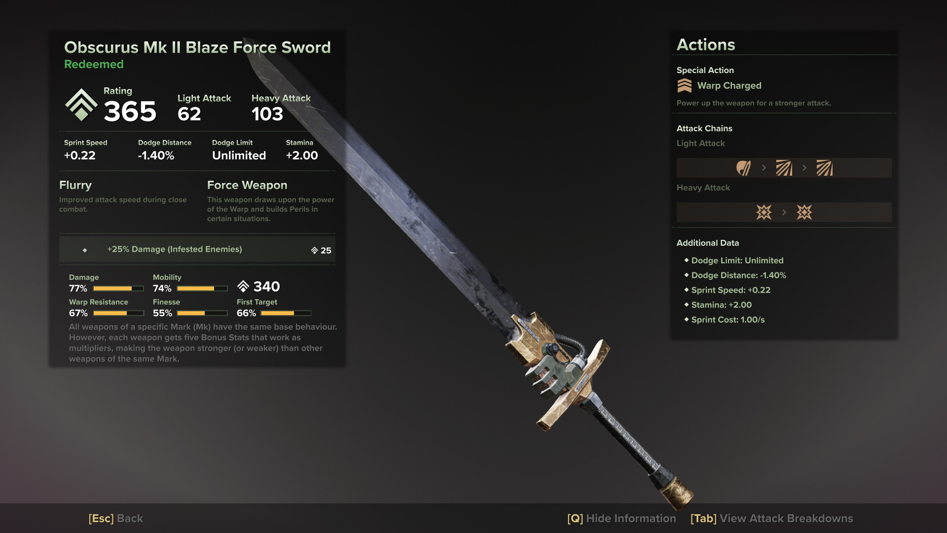 Obscurus Mk II Blaze Force Sword