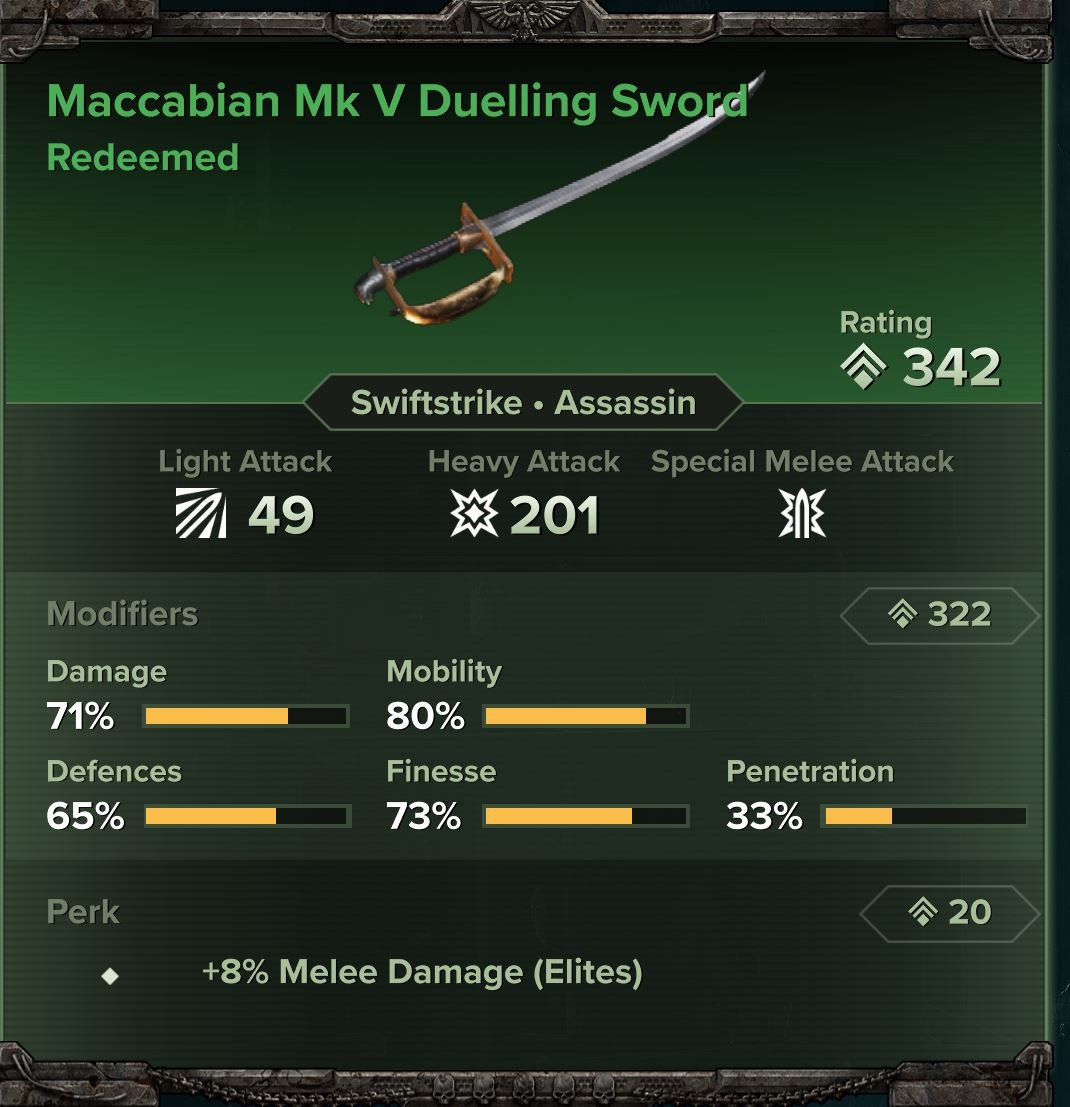Maccabian Mk V Duelling Sword Example