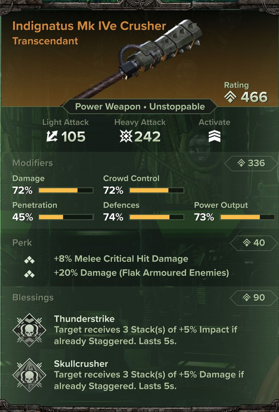 Indignatus Mk IVe Crusher Weapon Example