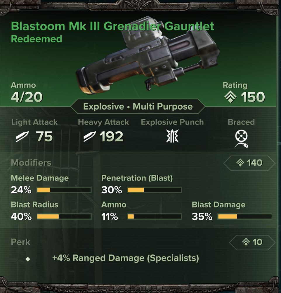 Blastoom Mk III Grenadier Gauntlet Example
