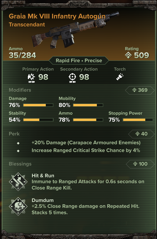 Graia Mk VIII Infantry Autogun Example